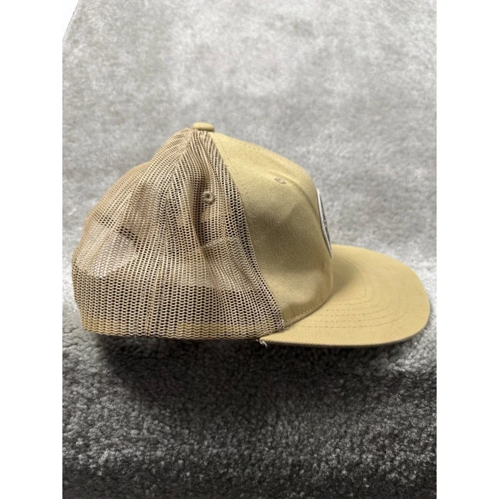 Brixton Supply Co Mens Khaki Tan Mesh Trucker Hat Snapback Patch Cap